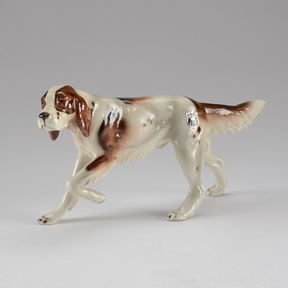 E&R Austria Porcelain Pointer Dog Figurine