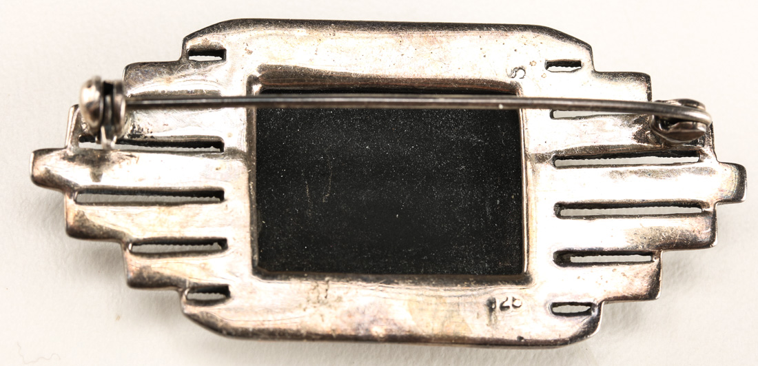 Sterling Silver and Rhinestone Art Deco Style Brooch