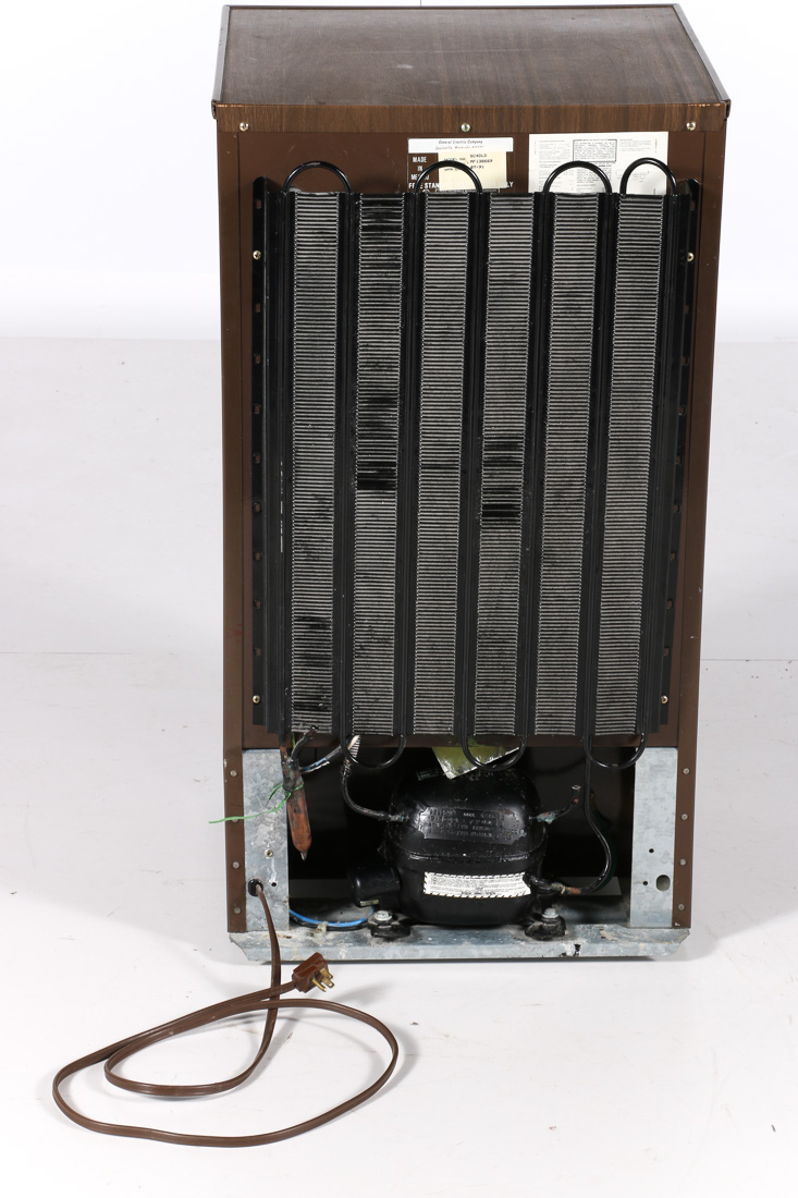 1991 General Electric Wood Laminate Mini Fridge