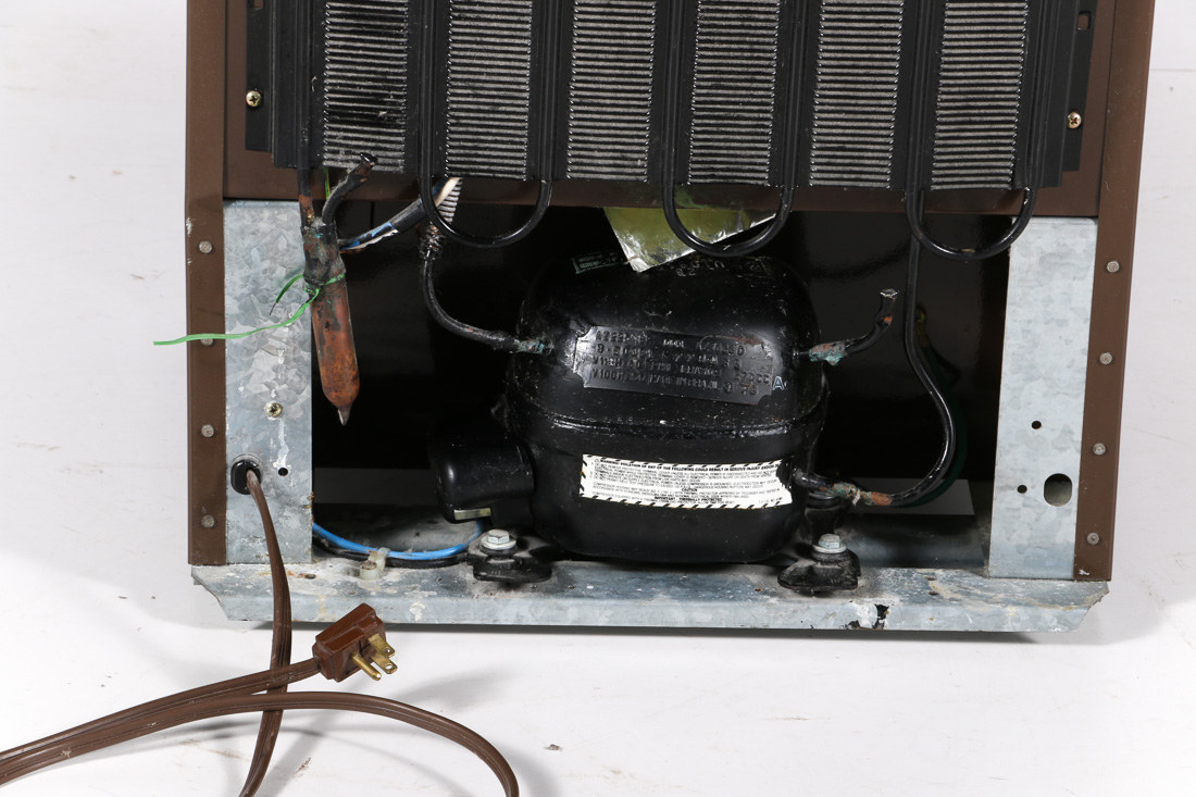 1991 General Electric Wood Laminate Mini Fridge