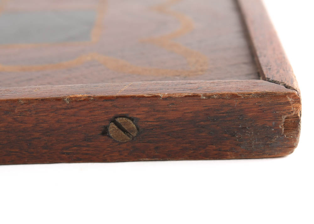 Vintage Table Game Box with Folk Art Game Board