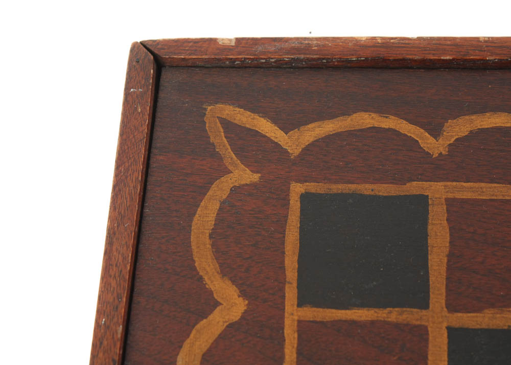 Vintage Table Game Box with Folk Art Game Board