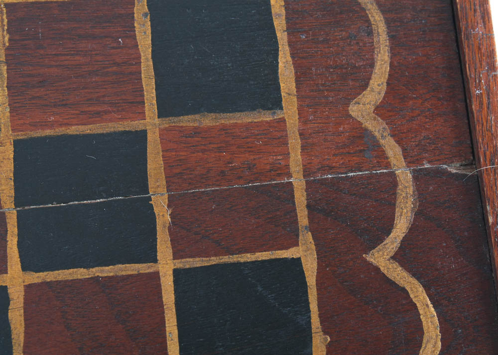 Vintage Table Game Box with Folk Art Game Board