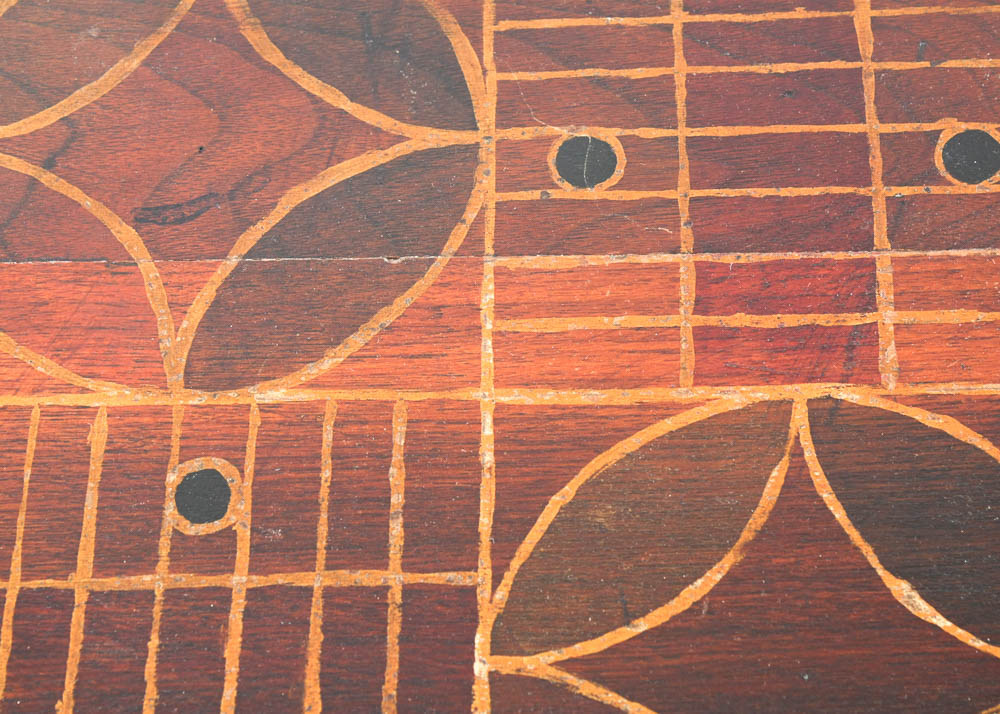 Vintage Table Game Box with Folk Art Game Board