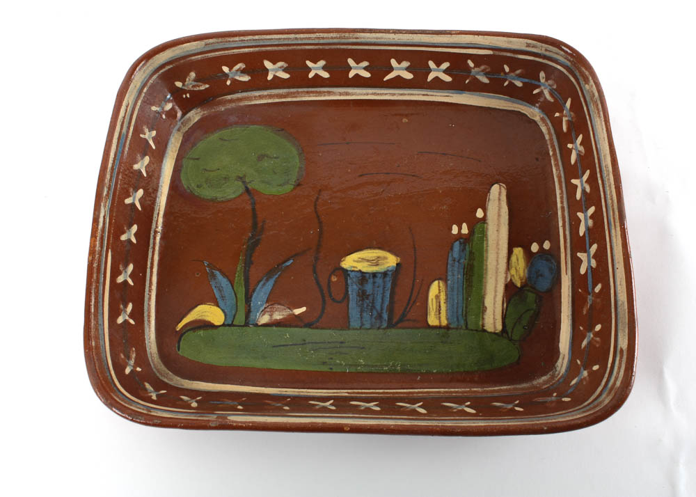 Set of Three Handpainted Mexican Glazed Dishes