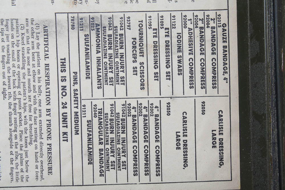 Metal WWII US Army First Aid Square Jeep Kit with Supplies