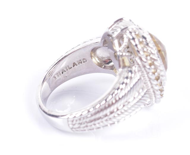 Judith Ripka Sterling and Canary Crystal Ring