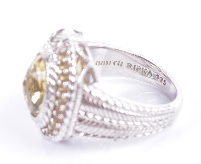 Judith Ripka Sterling and Canary Crystal Ring