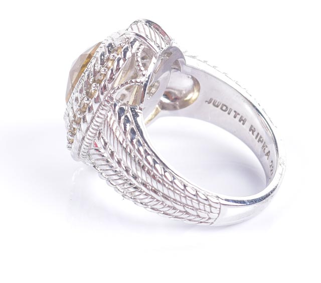 Judith Ripka Sterling and Canary Crystal Ring