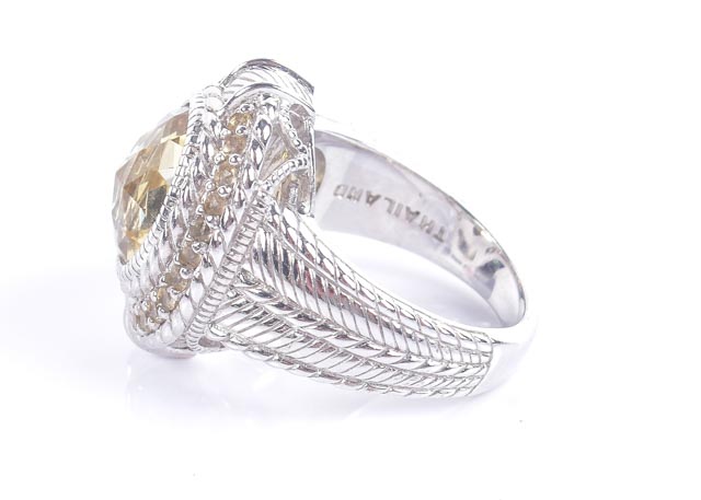 Judith Ripka Sterling and Canary Crystal Ring