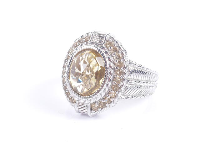 Judith Ripka Sterling and Canary Crystal Ring