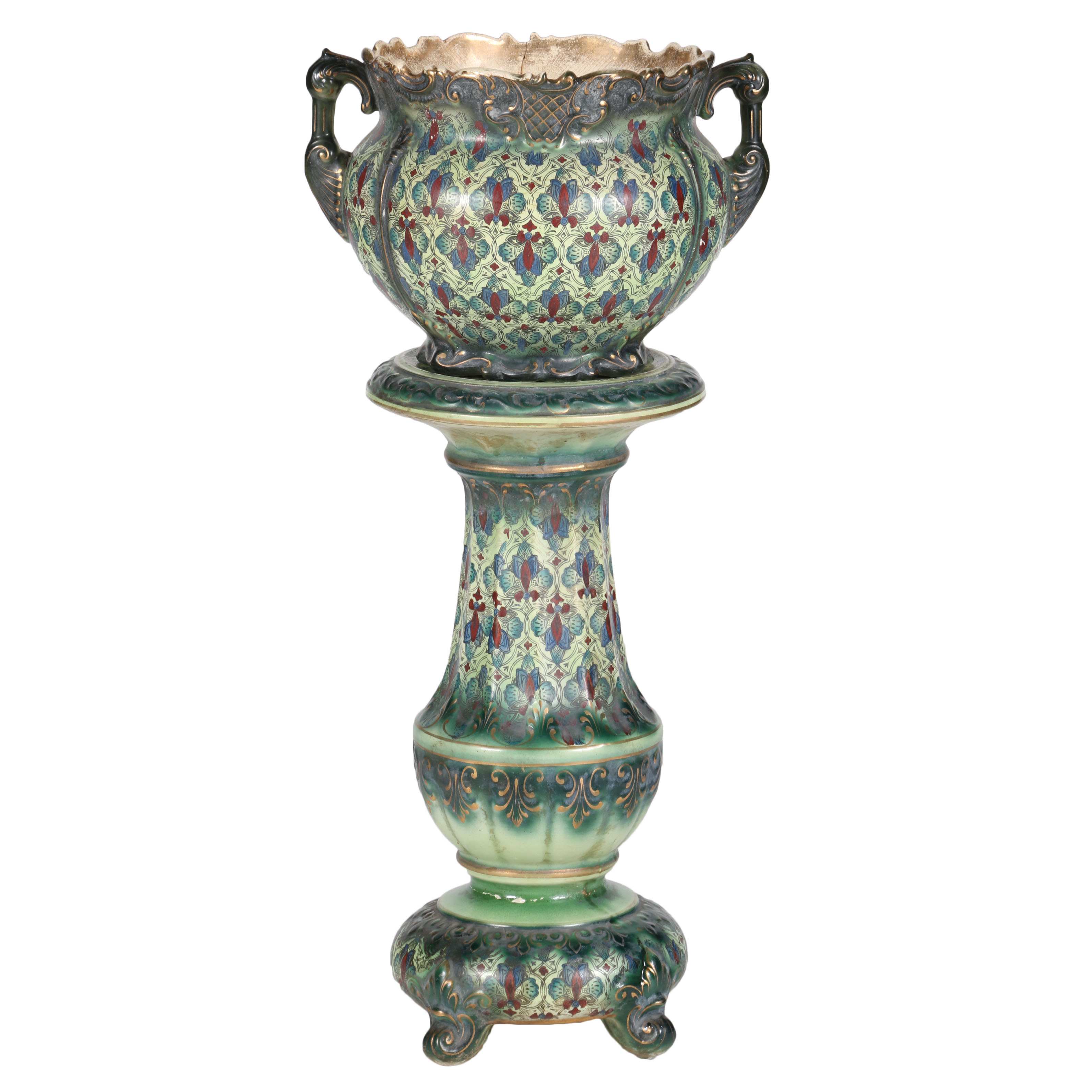 Vintage D. F. Haynes Decorative Jardiniere and Pedestal