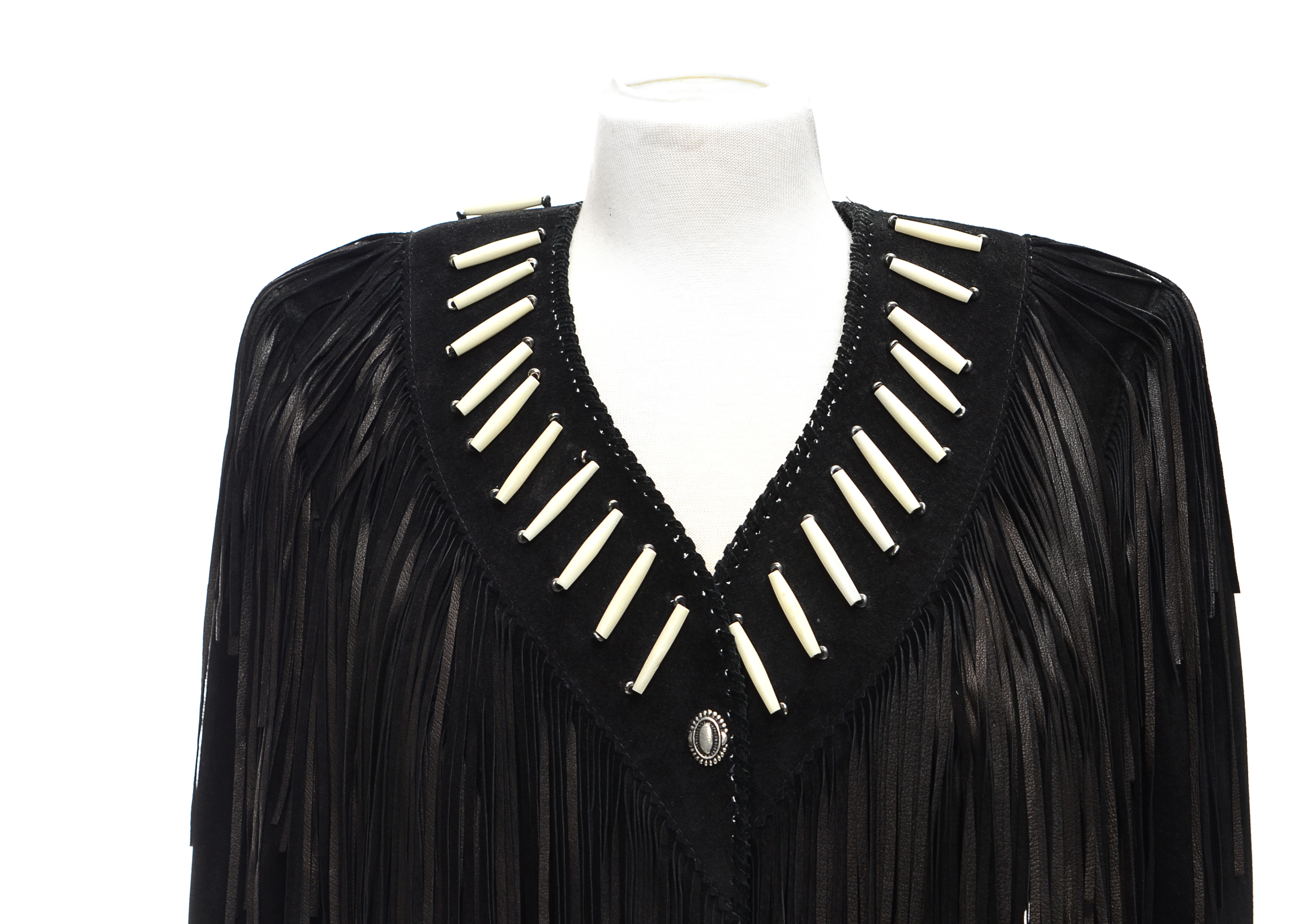 Ren Ellis Renegade by Diamond Leather Black Suede Western Dress Jacket with Fringe and Beads