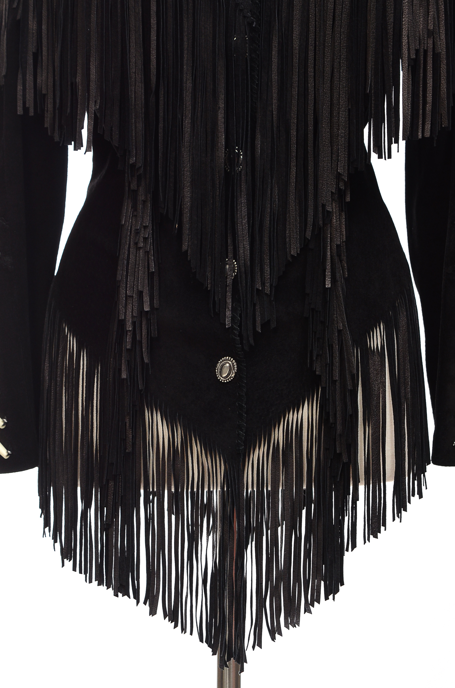 Ren Ellis Renegade by Diamond Leather Black Suede Western Dress Jacket with Fringe and Beads