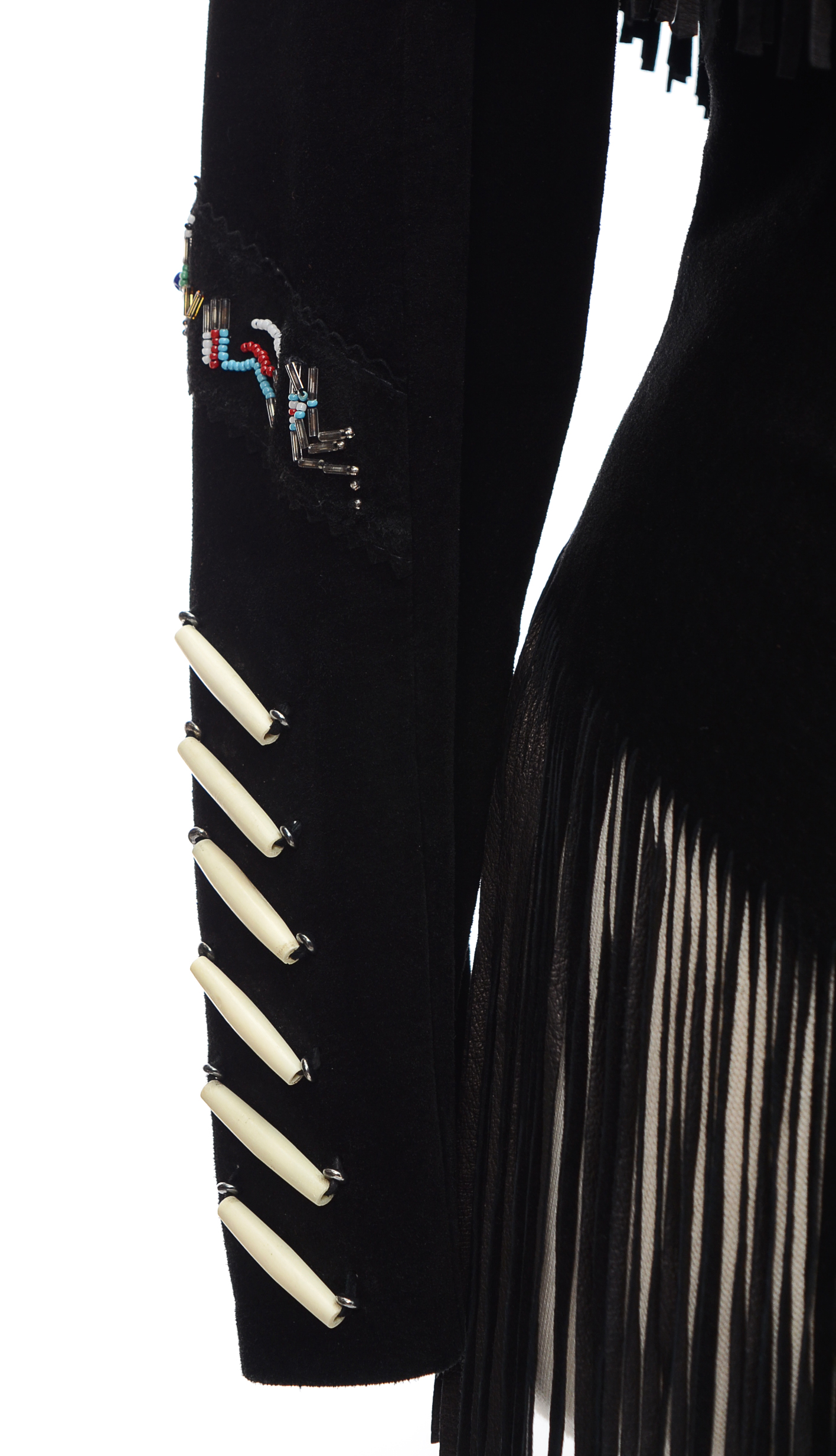 Ren Ellis Renegade by Diamond Leather Black Suede Western Dress Jacket with Fringe and Beads