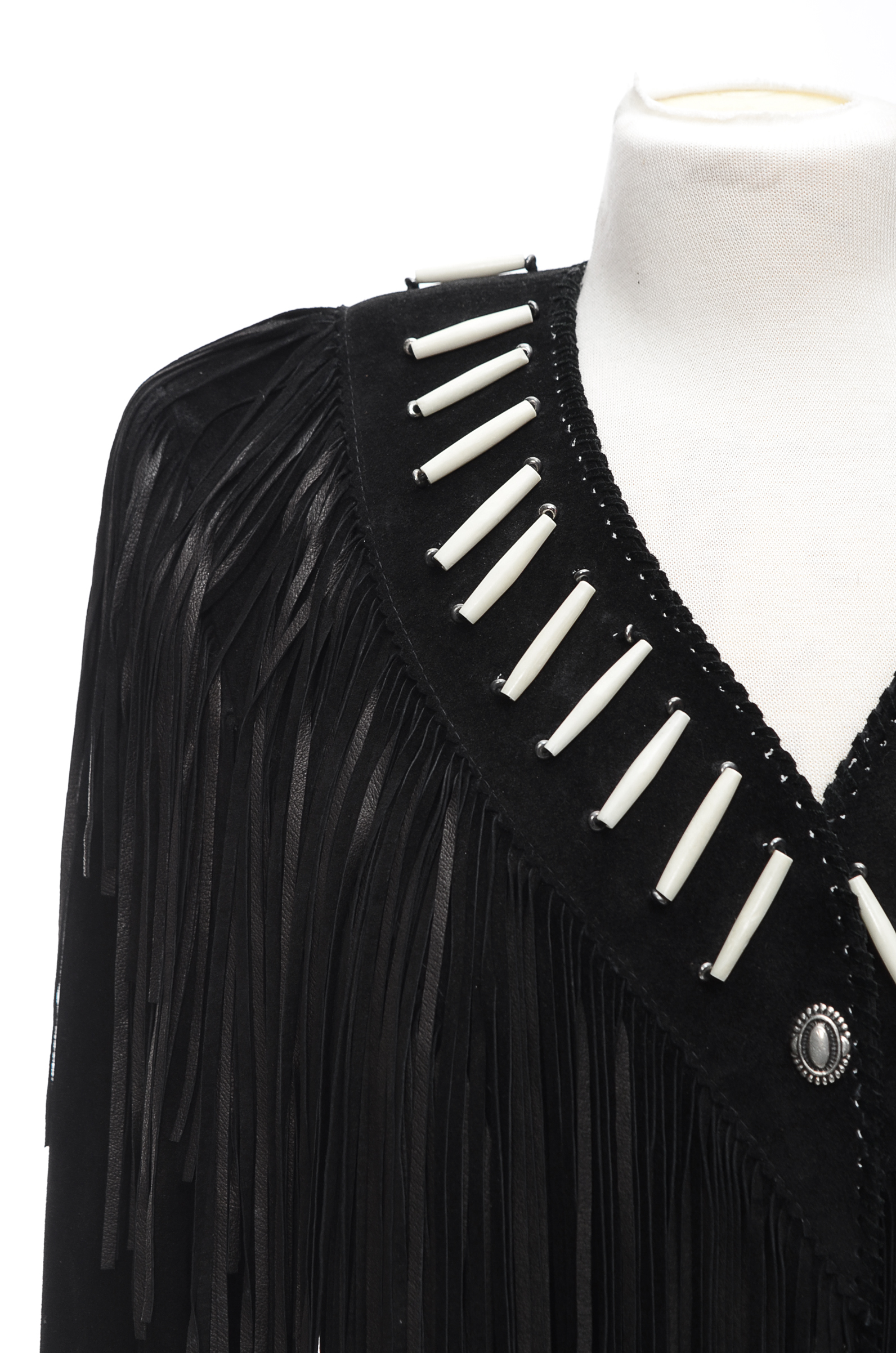 Ren Ellis Renegade by Diamond Leather Black Suede Western Dress Jacket with Fringe and Beads