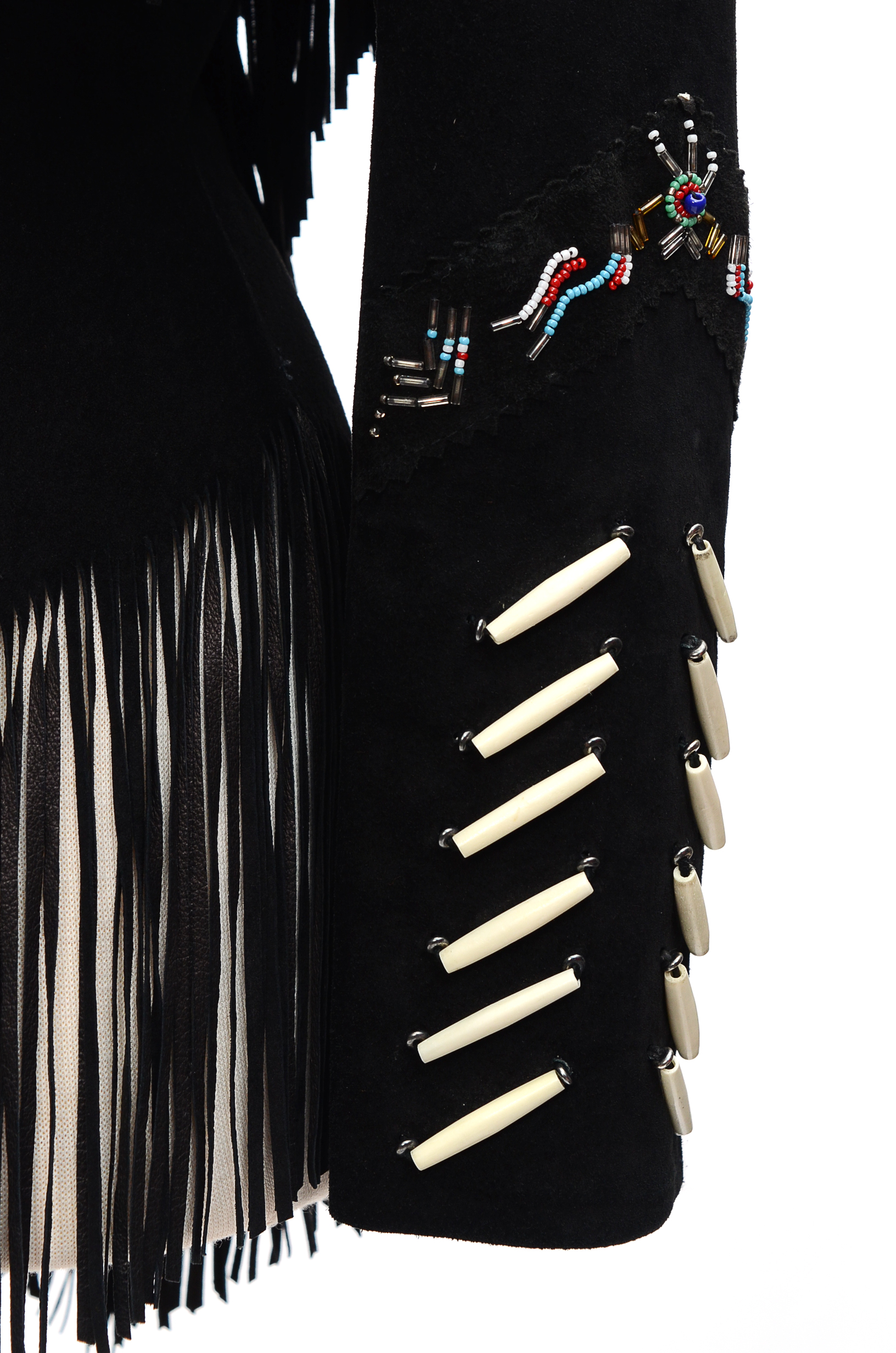 Ren Ellis Renegade by Diamond Leather Black Suede Western Dress Jacket with Fringe and Beads