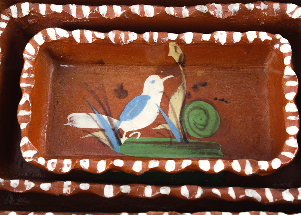 Set of Three Hand Painted Oblong Dishes