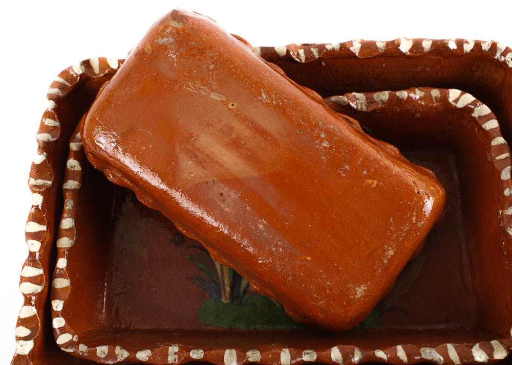 Set of Three Hand Painted Oblong Dishes