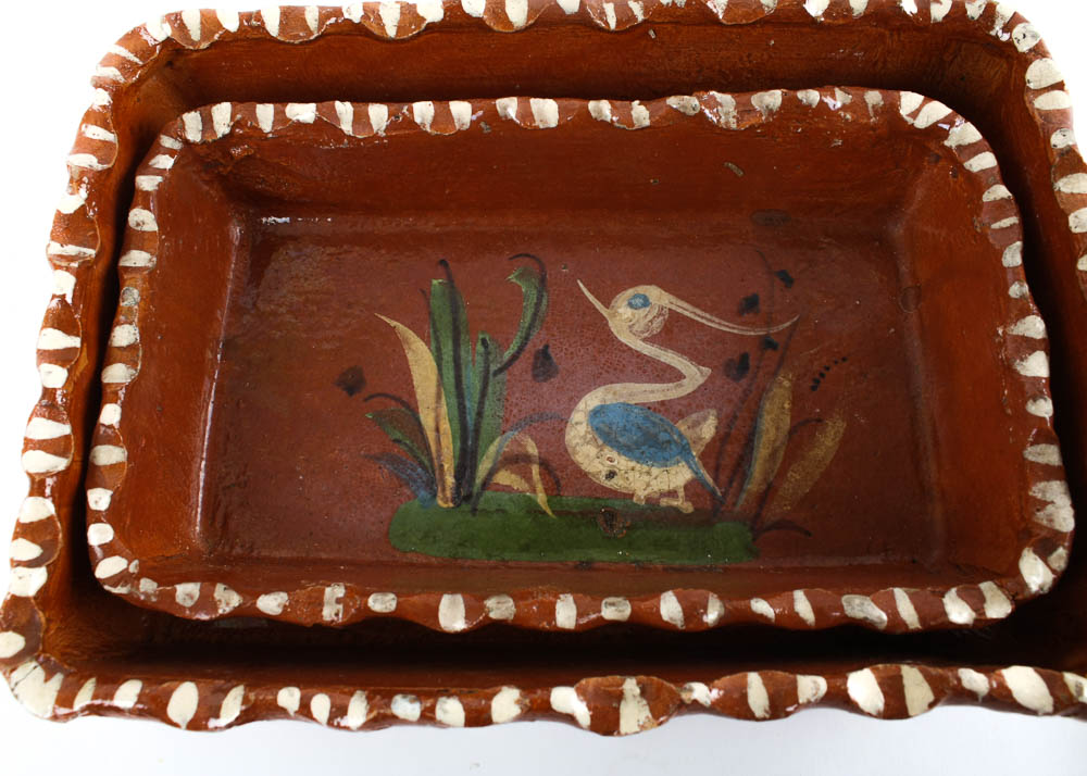 Set of Three Hand Painted Oblong Dishes