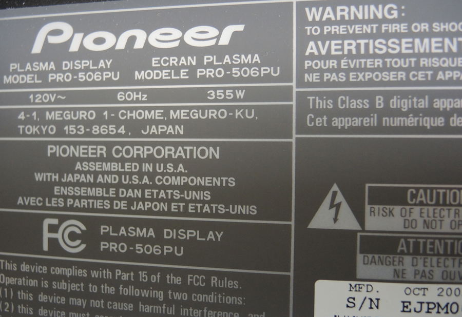 Pioneer Elite 50" Plasma TV, Speakers, Wall Mount and Receiver
