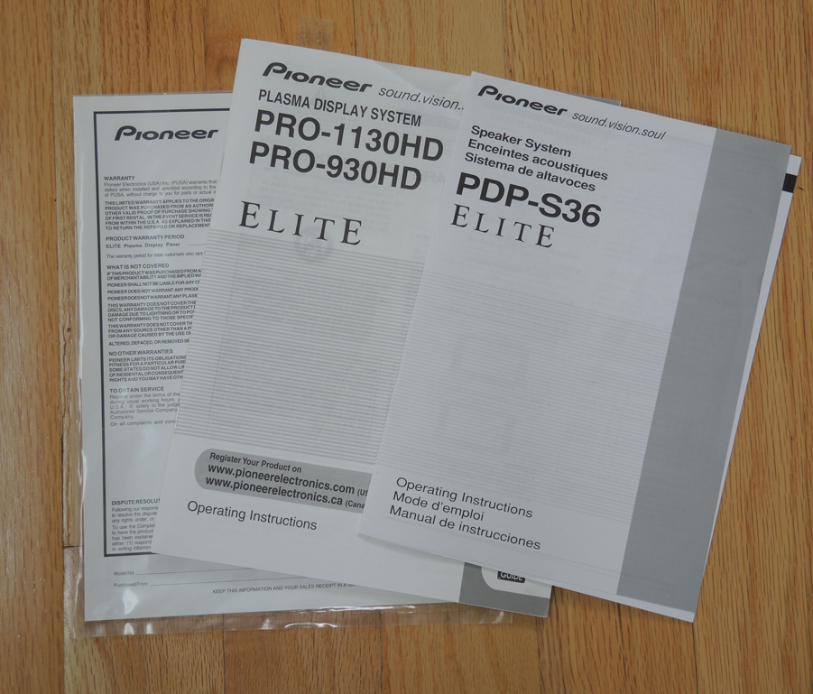 Pioneer Elite 50" Plasma TV, Speakers, Wall Mount and Receiver