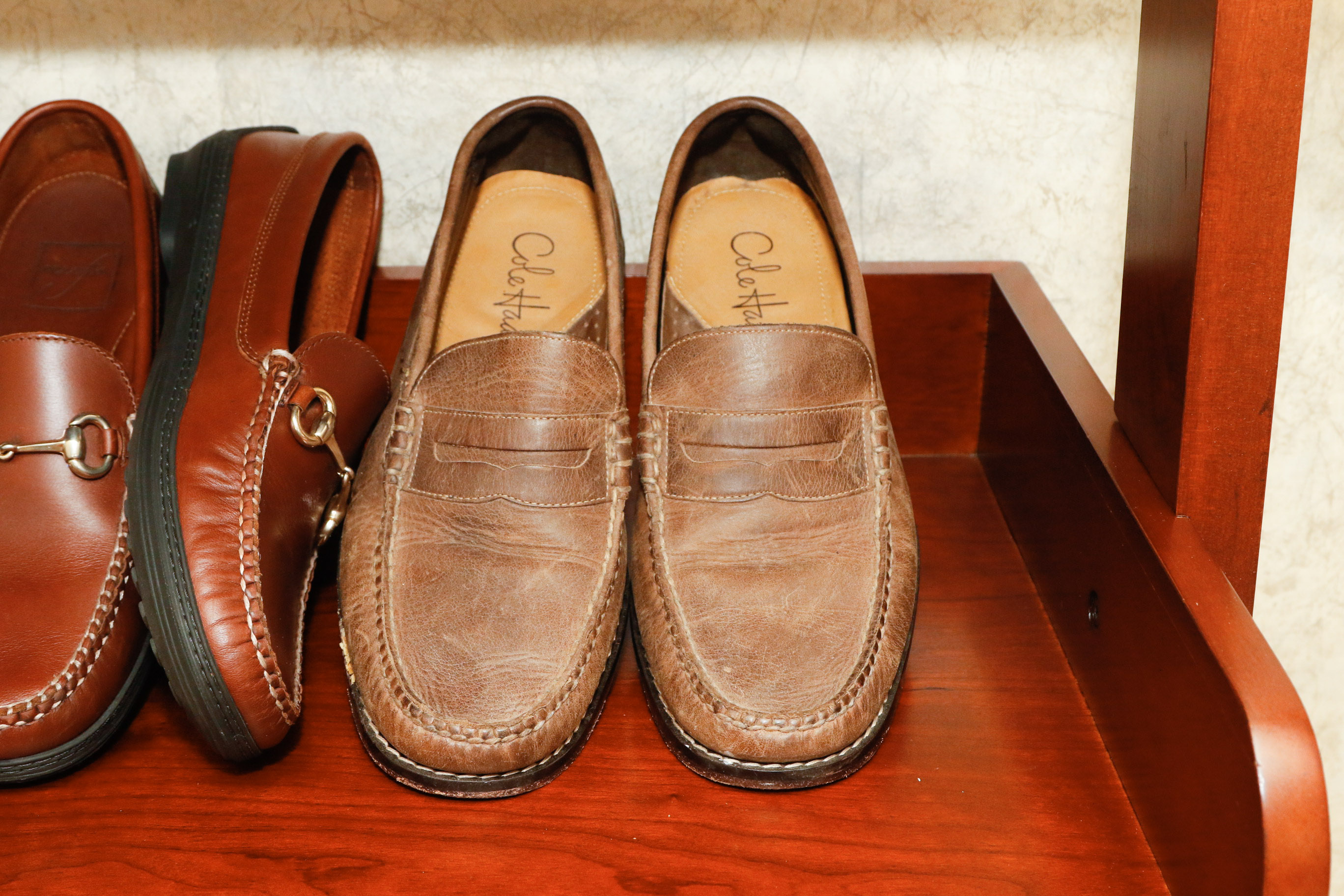 Four Pairs of Men's Loafers Including Coach and Cole Haan
