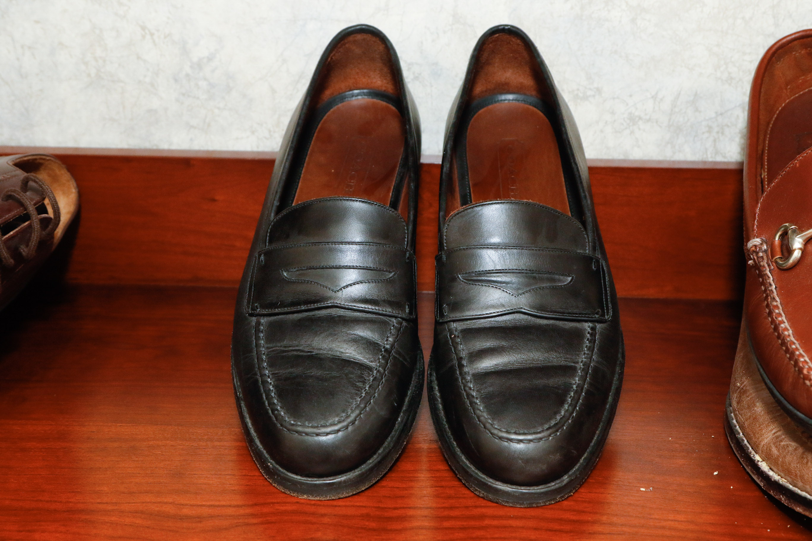 Four Pairs of Men's Loafers Including Coach and Cole Haan