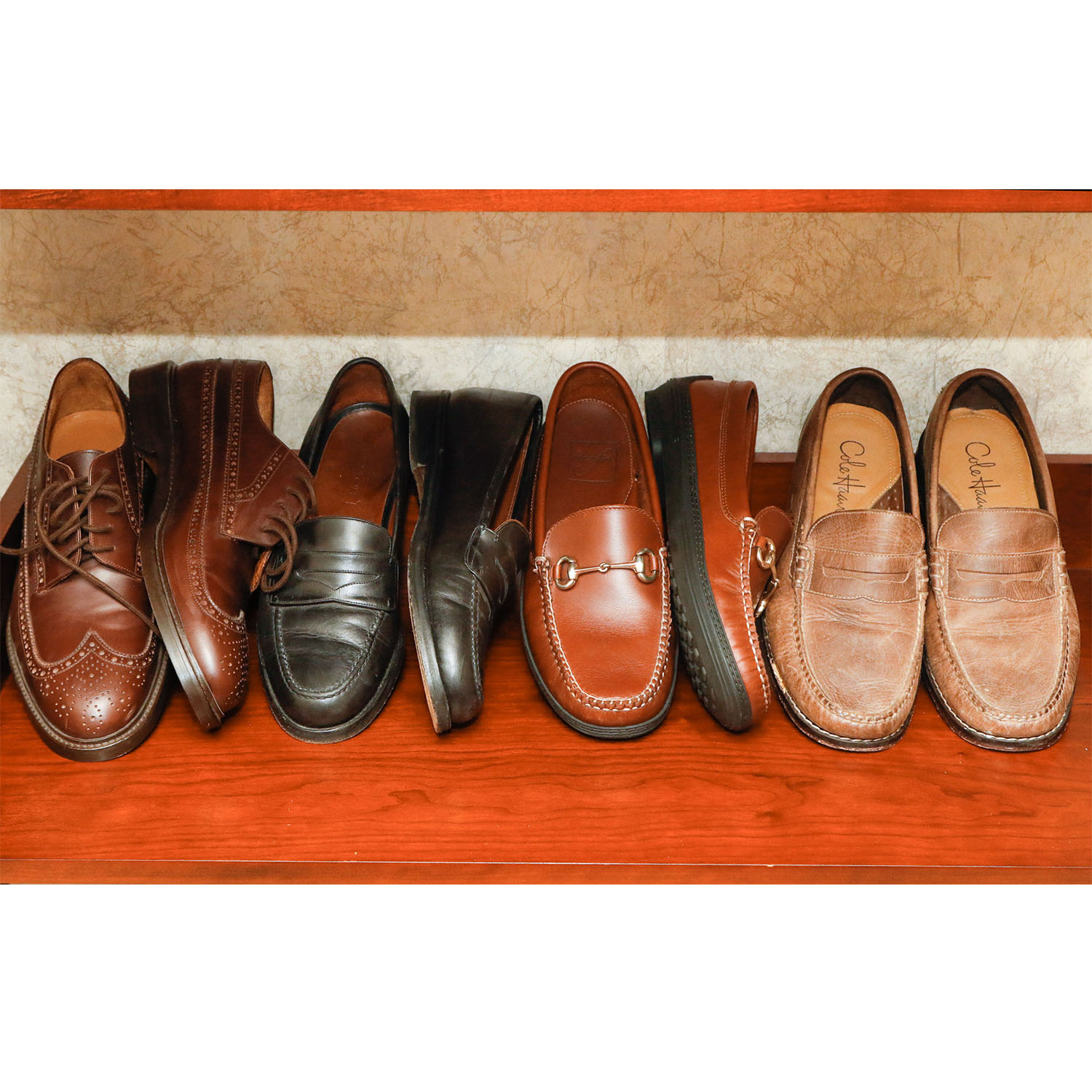 Four Pairs of Men's Loafers Including Coach and Cole Haan