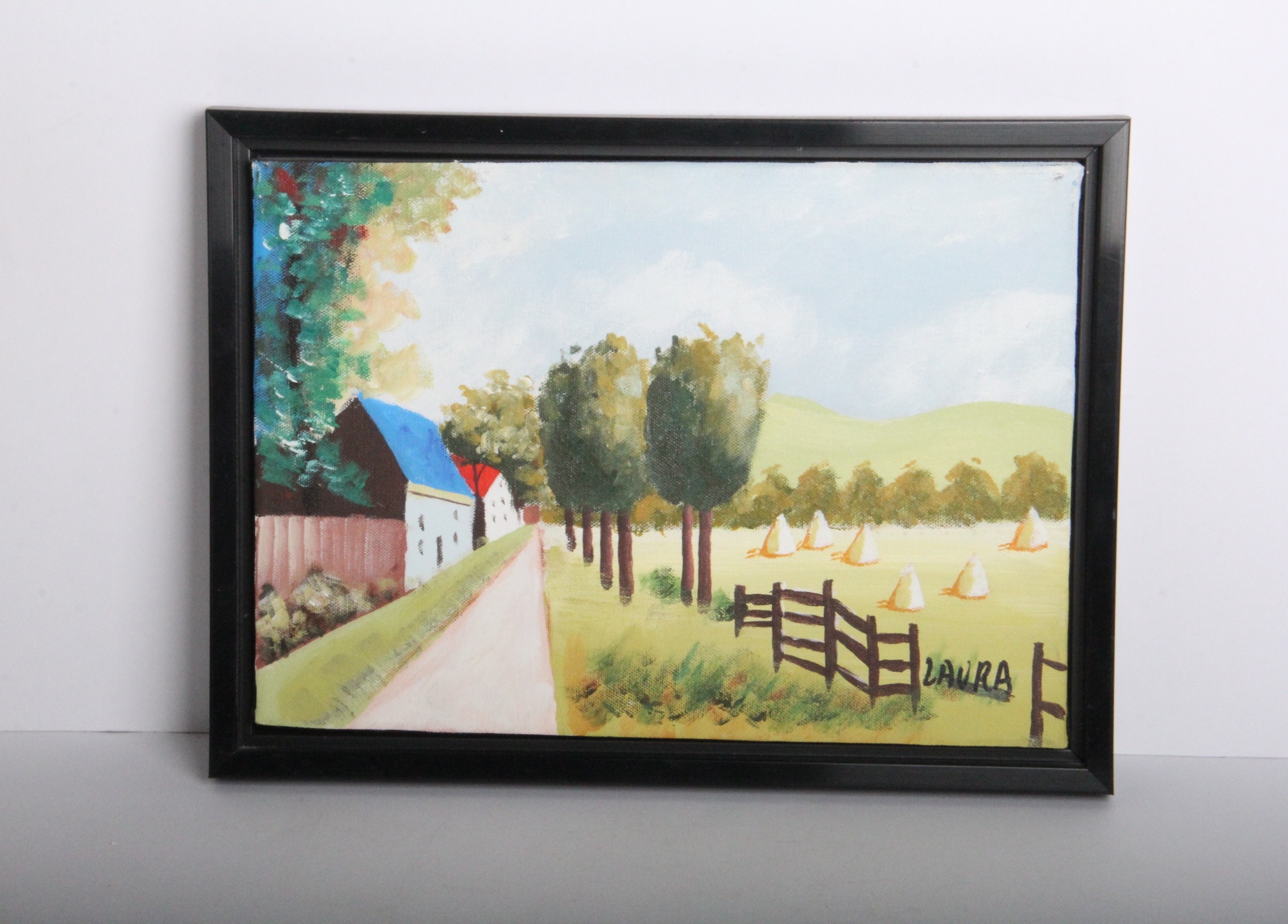 Pair of Laura Belanger French Country Theme Framed Oil Paintings on Canvas