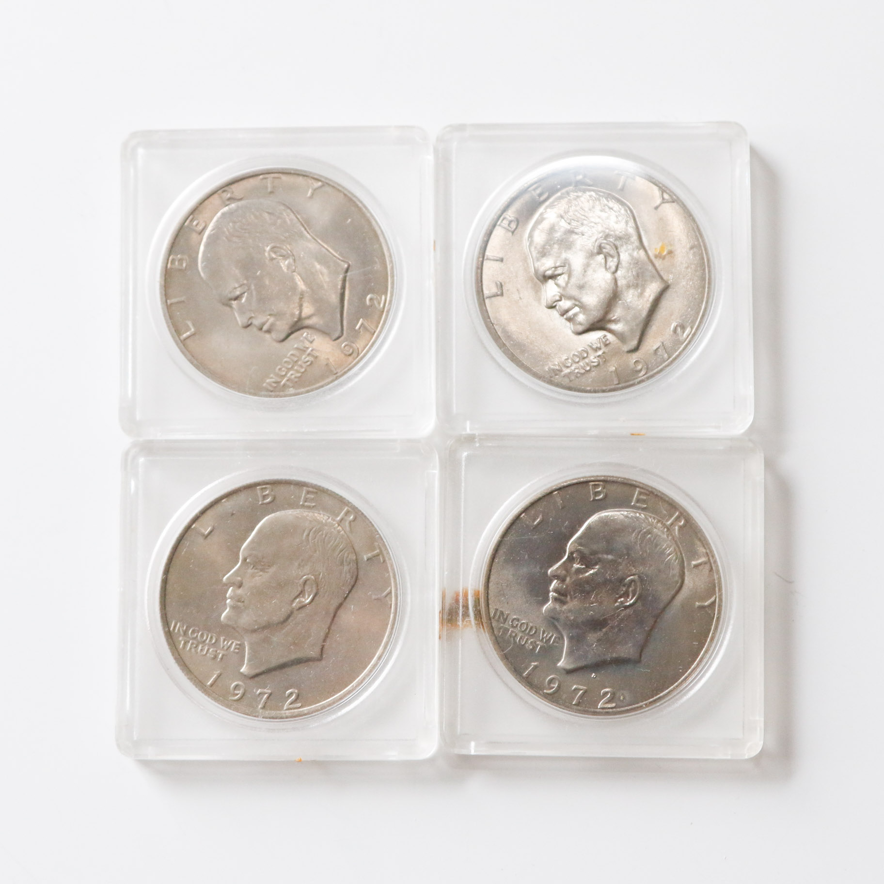 Four 1972 Eisenhower Dollars