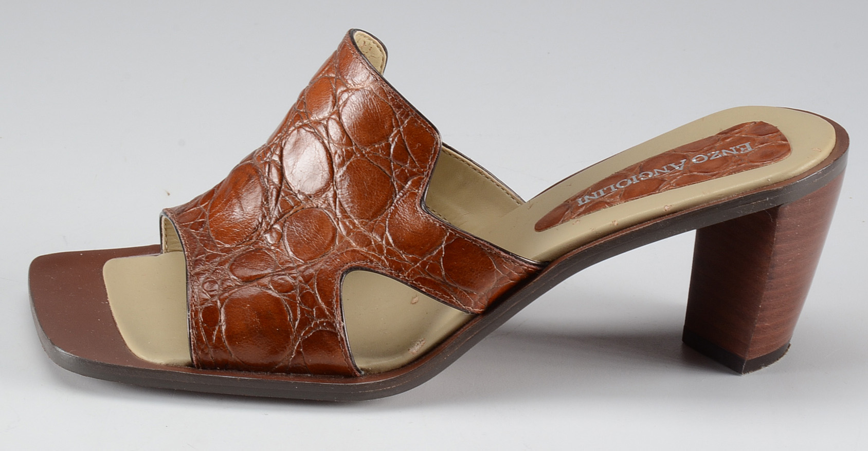 Enzo Angiolini Embossed Leather Mule Sandals