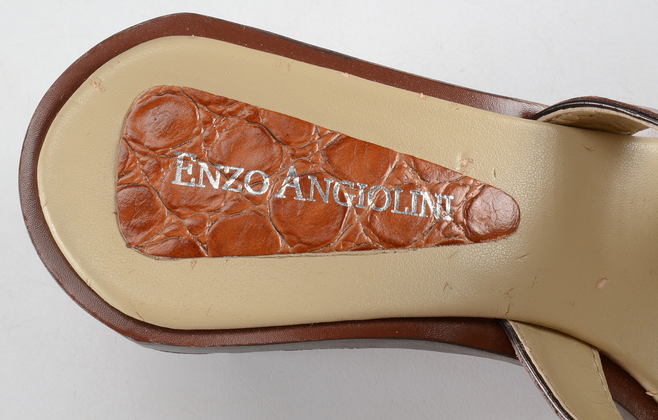 Enzo Angiolini Embossed Leather Mule Sandals