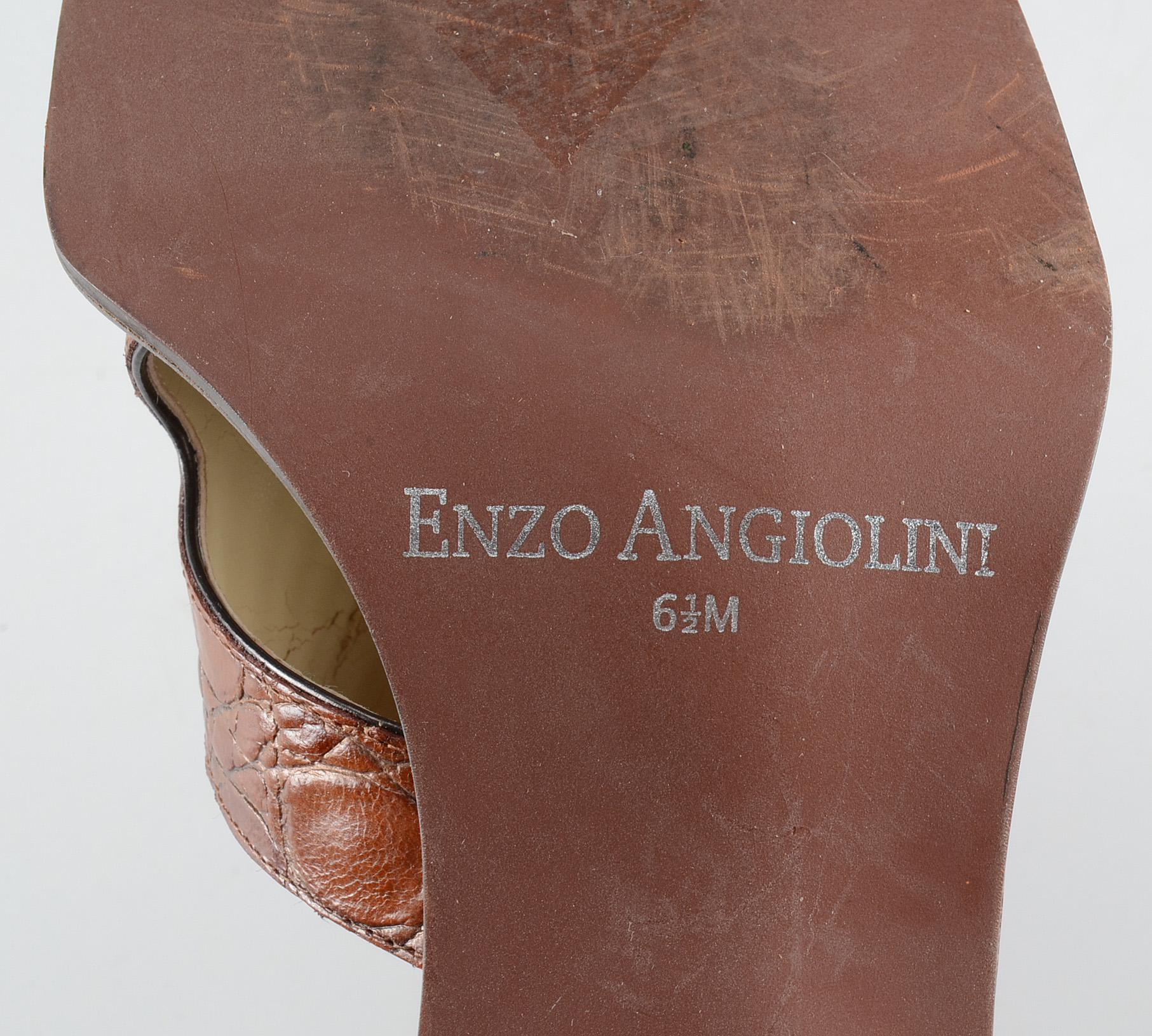 Enzo Angiolini Embossed Leather Mule Sandals