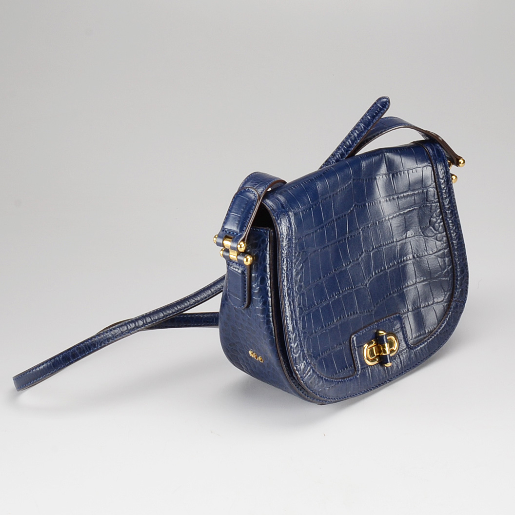 Ralph Lauren Embossed Crocodile Leather Handbag