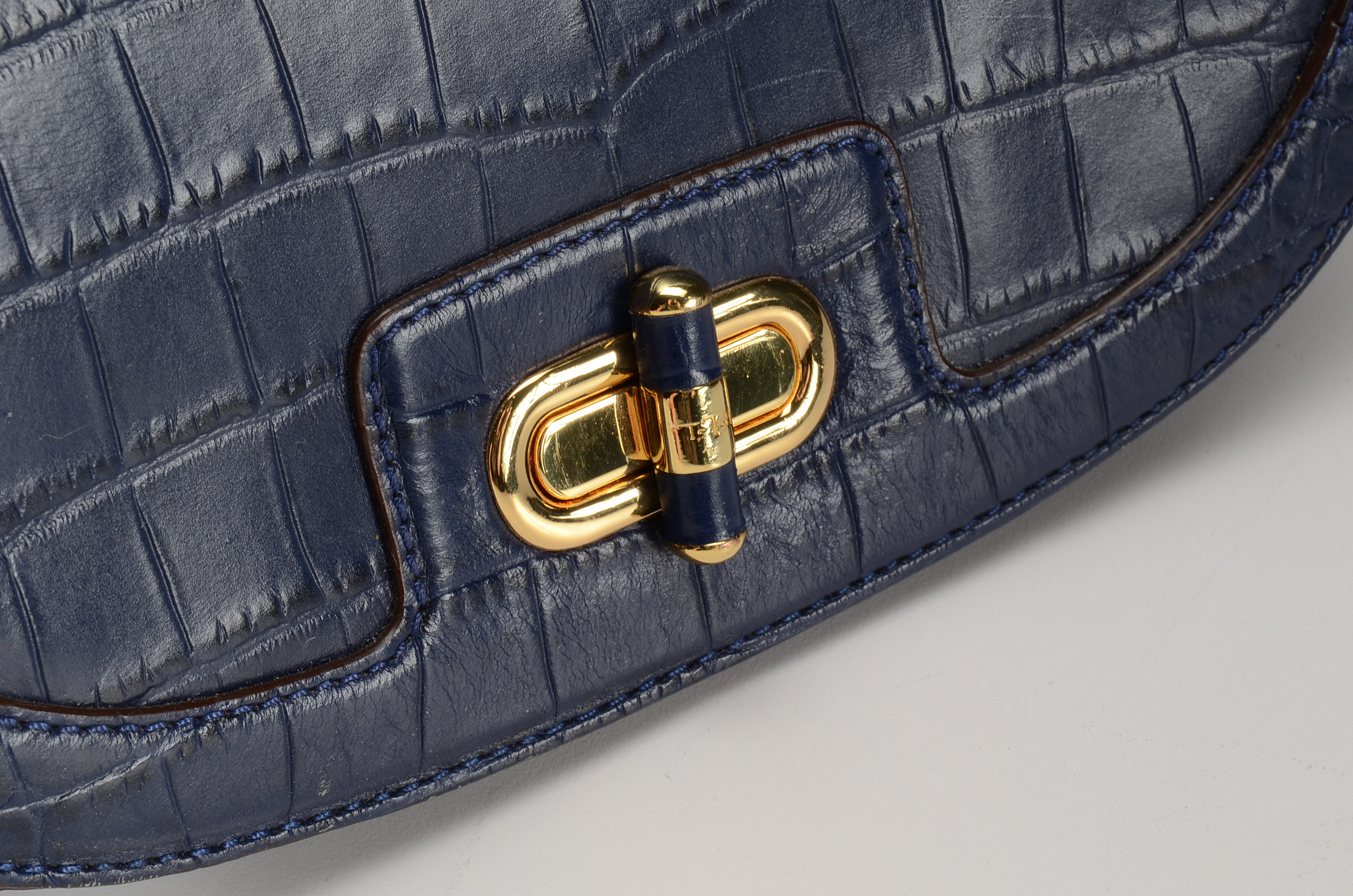 Ralph Lauren Embossed Crocodile Leather Handbag