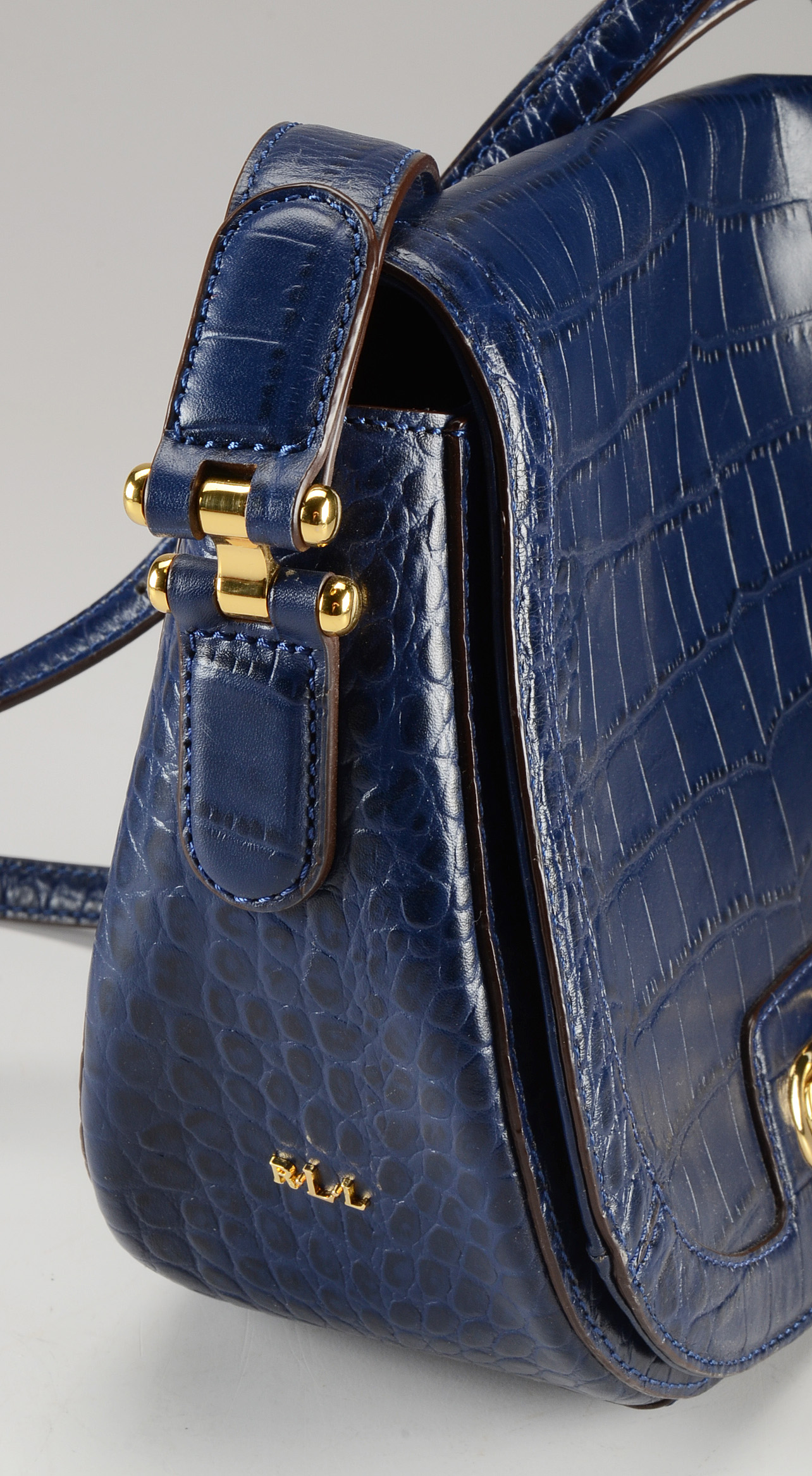 Ralph Lauren Embossed Crocodile Leather Handbag