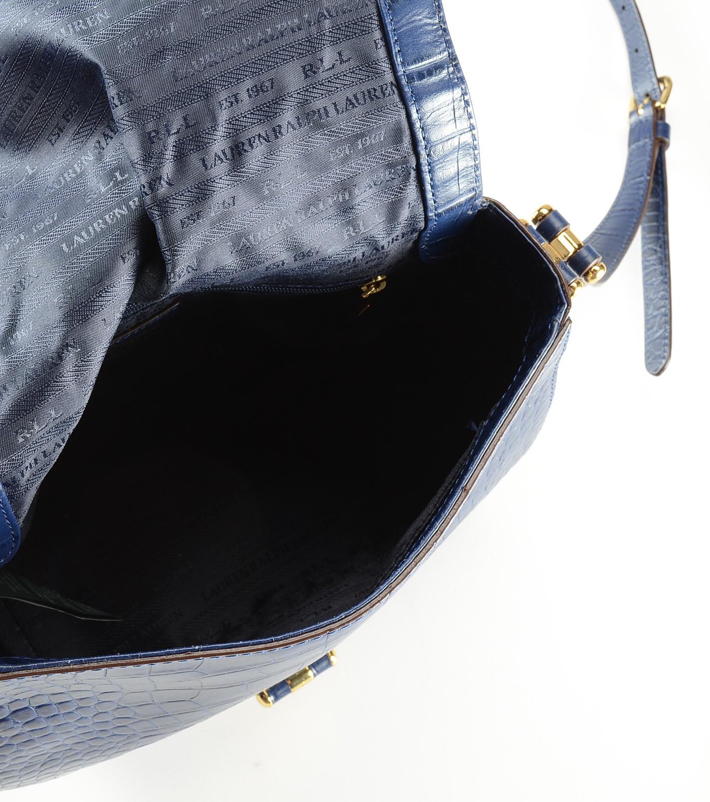 Ralph Lauren Embossed Crocodile Leather Handbag