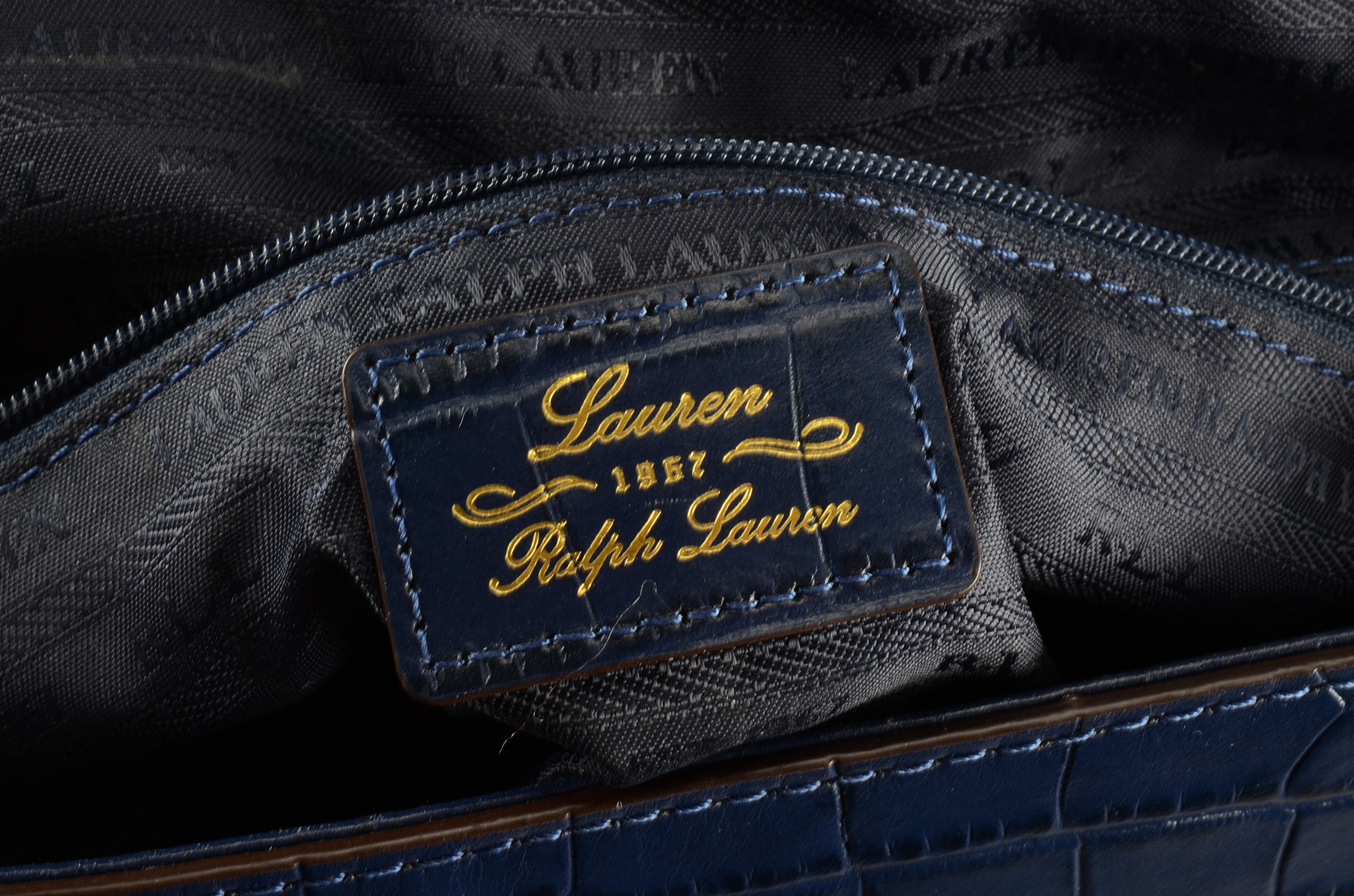 Ralph Lauren Embossed Crocodile Leather Handbag