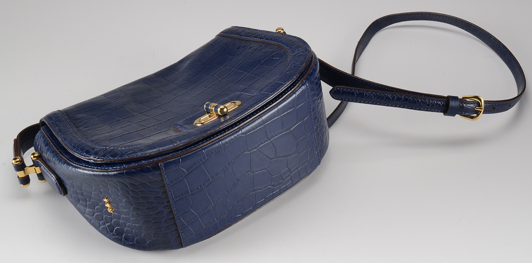 Ralph Lauren Embossed Crocodile Leather Handbag