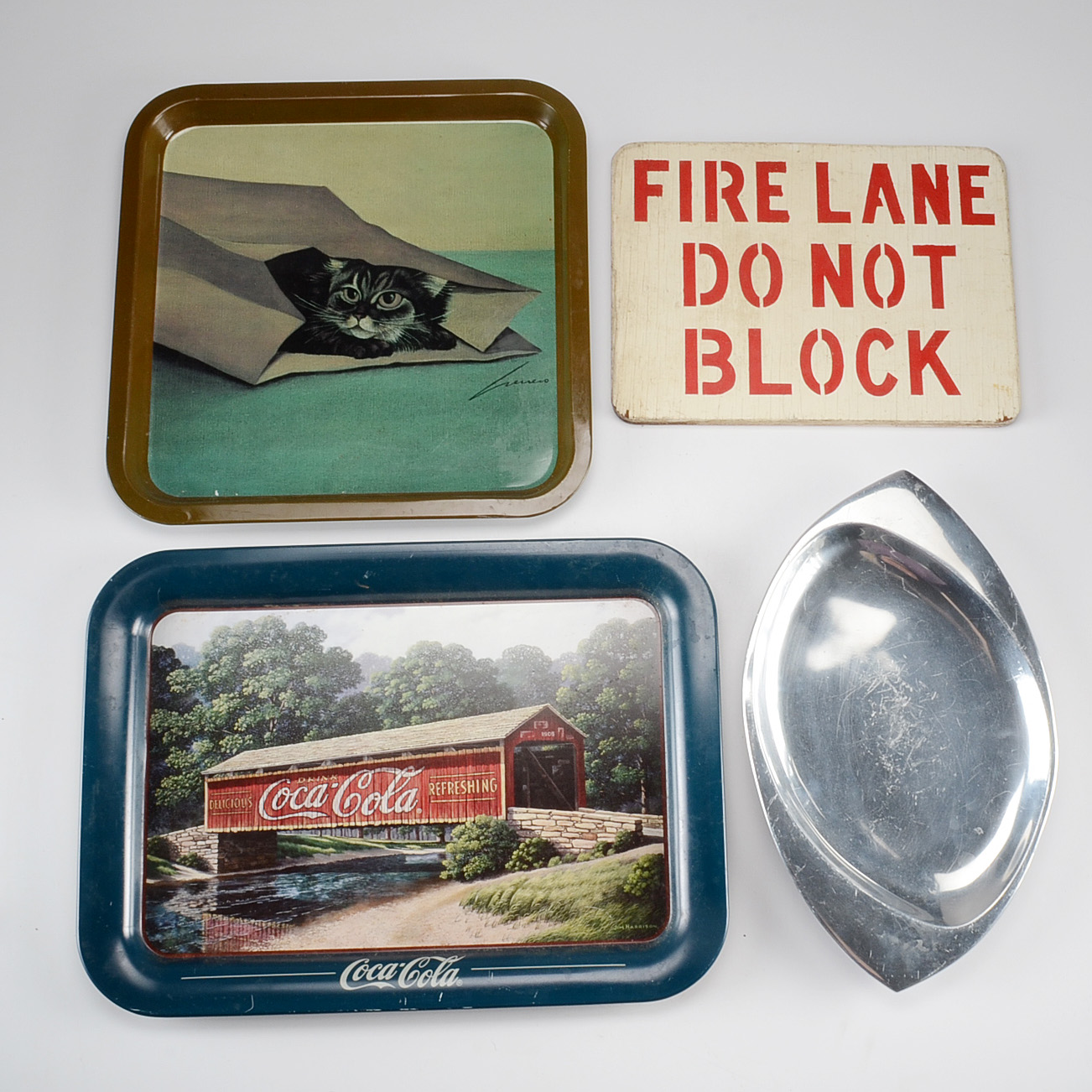 Vintage Trays and Sign