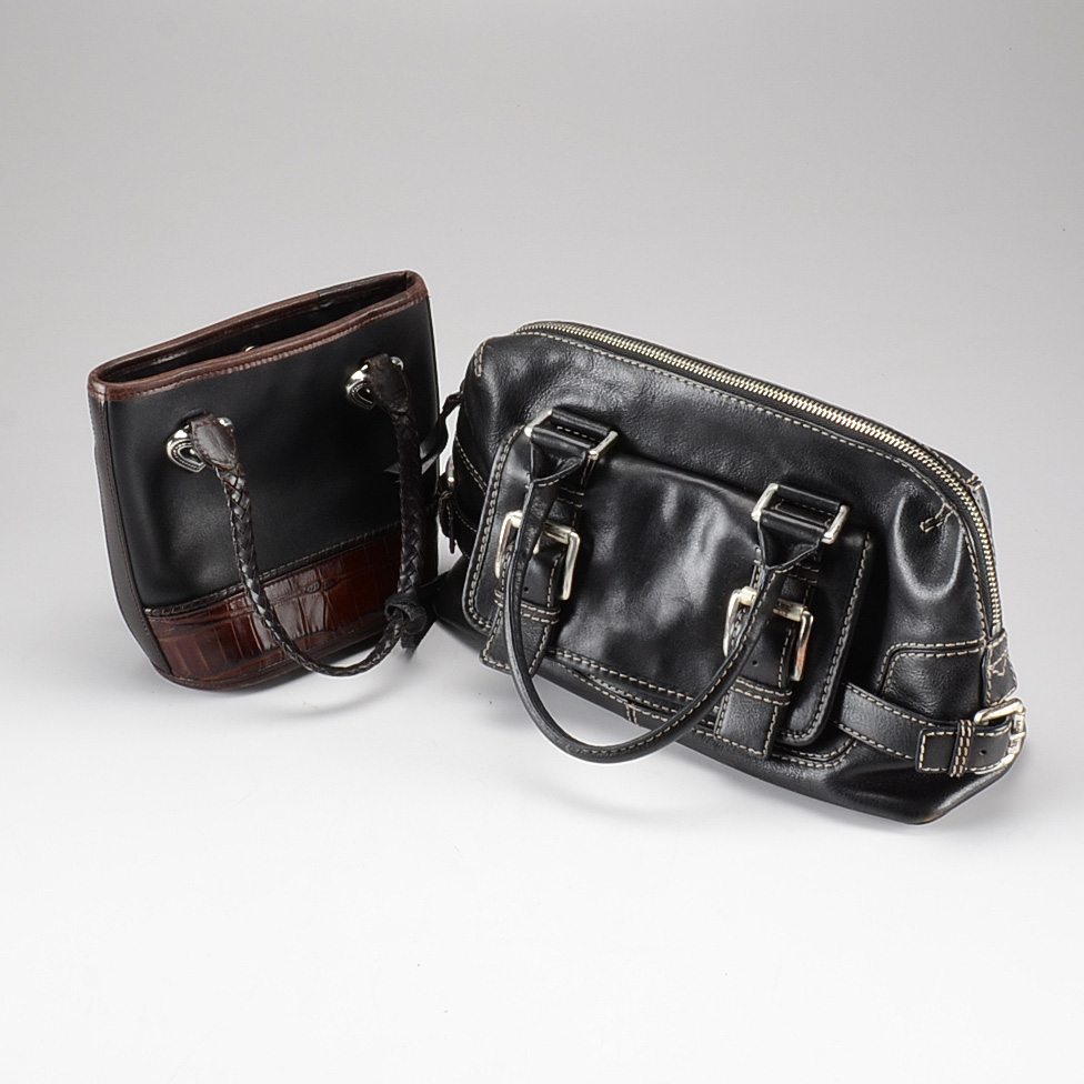 Two Leather Handbags Including Michael Kors