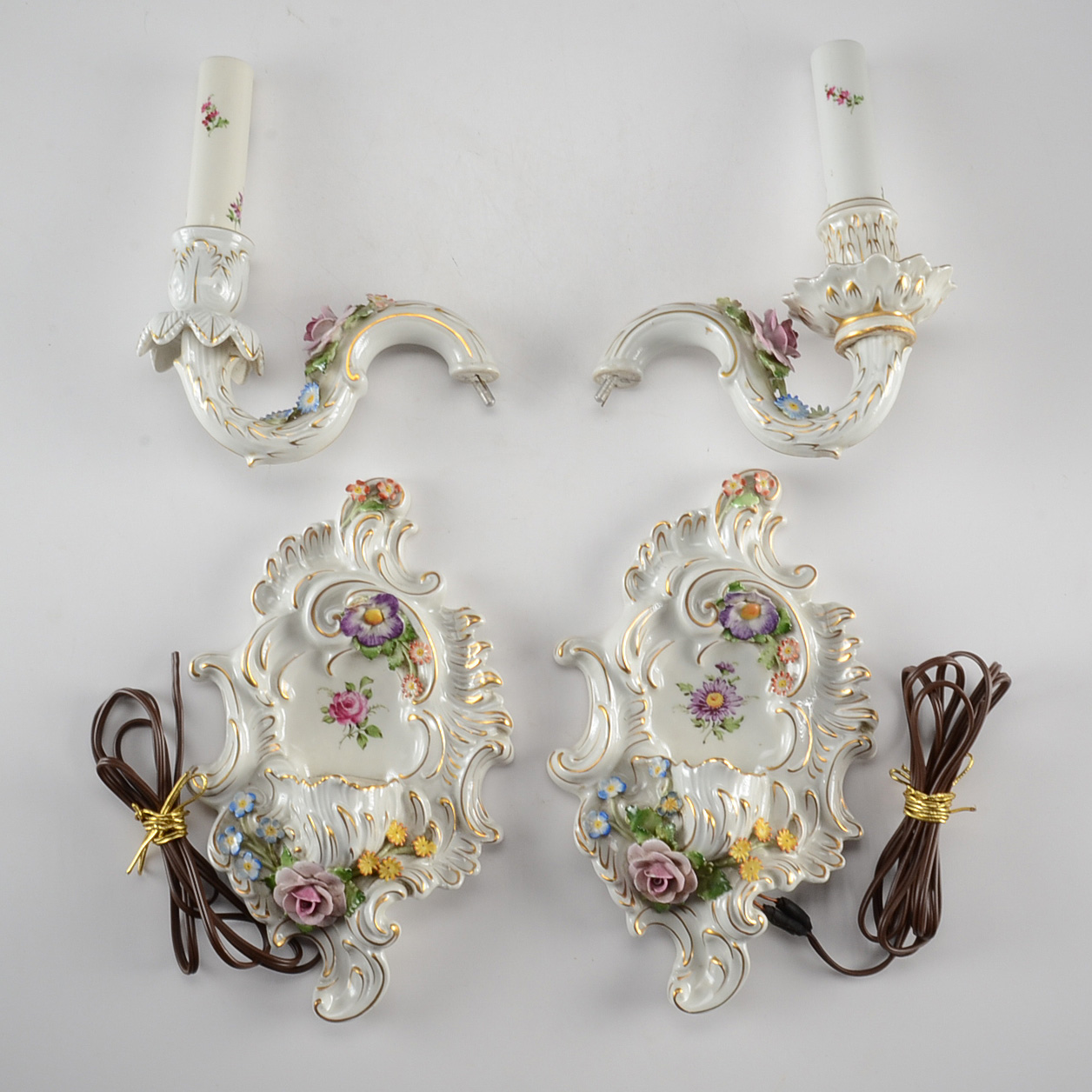 Pair of Porcelain Electric Wall Sconces