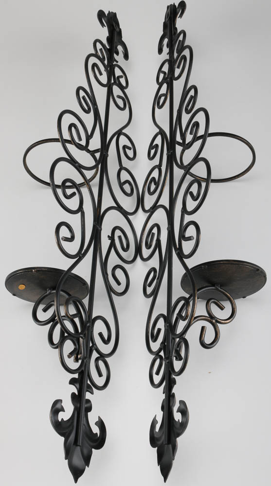 Apropos Home Collection Scrolled Metal and Crackle Glass Wall Sconses