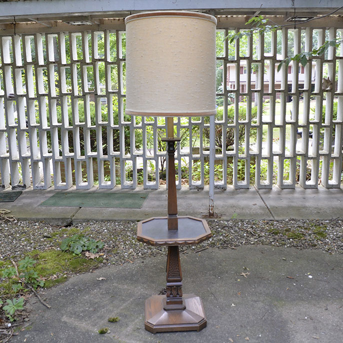 Wood and Leather Floor Lamp