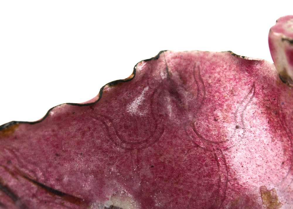 Antique Chinese Enamel and Copper Signed Footed Dish