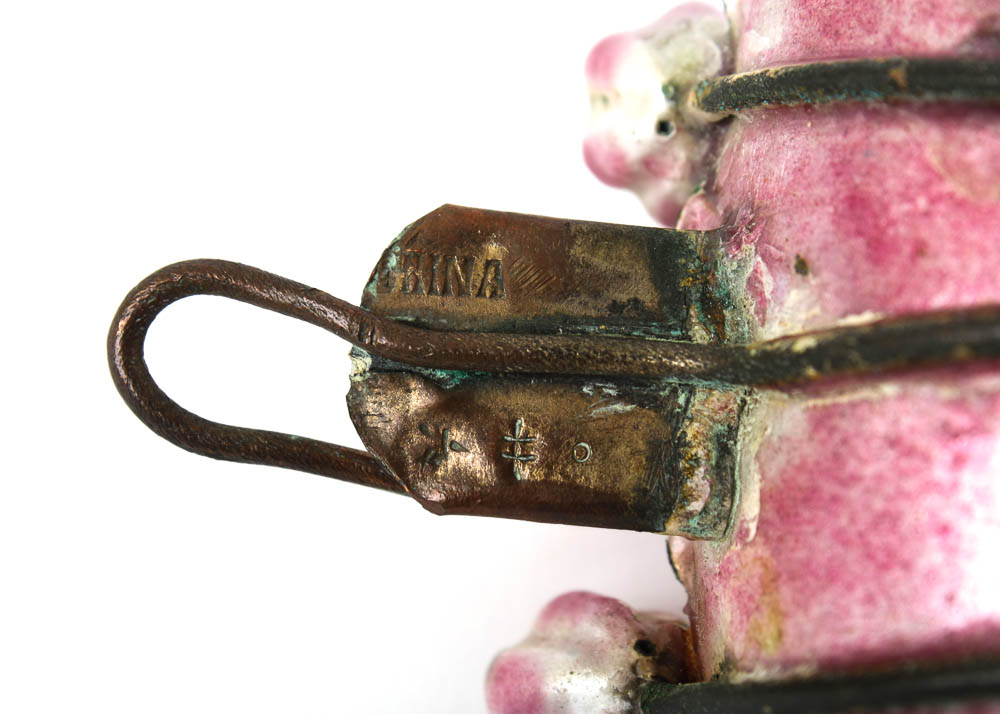 Antique Chinese Enamel and Copper Signed Footed Dish