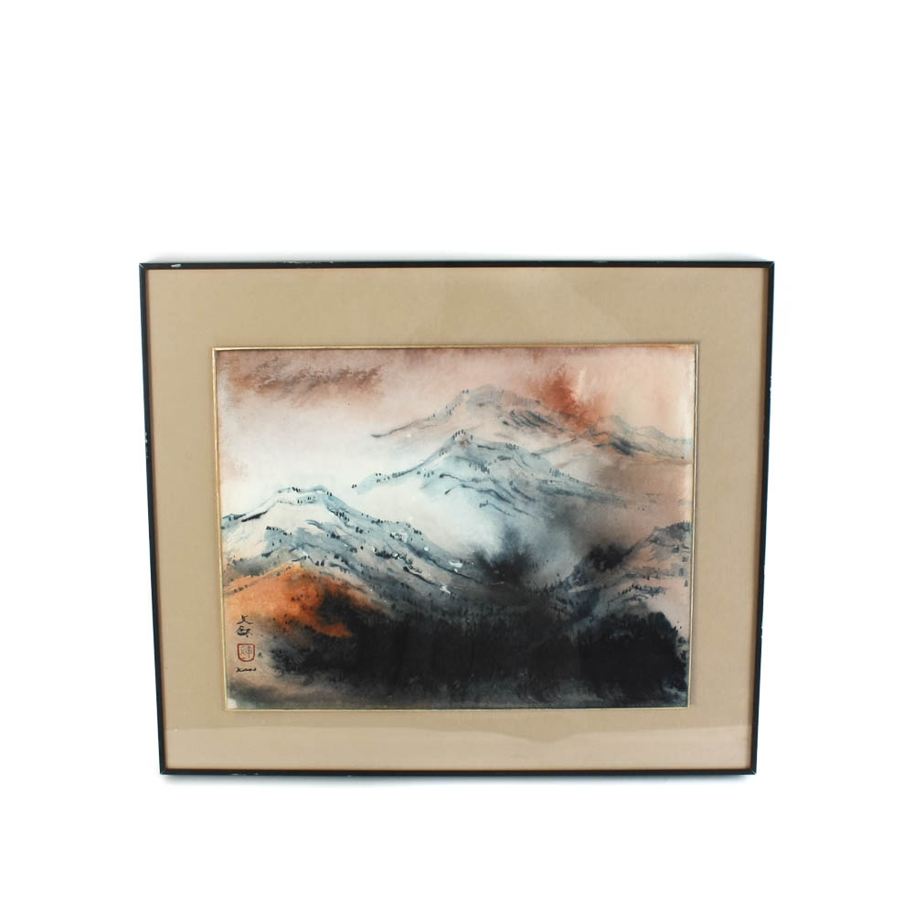 Original Signed Watercolor Landscape by Diana Kan