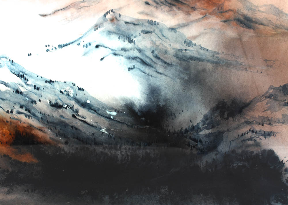 Original Signed Watercolor Landscape by Diana Kan