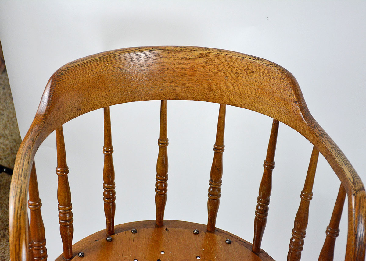 Pair of Vintage Oak Barrel Back Windsor Chairs